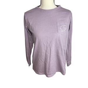 Ivory Ella Elephant Graphic Long Sleeve Pocket Tee Lavender Size S